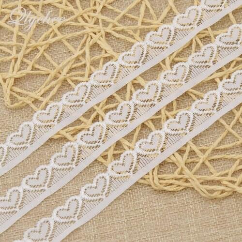 10 Yards Elastic Love Heart Hollow Lace Trim For DIY Women Clothes Bag Home Decoration Sewing Cloth Ribbon
