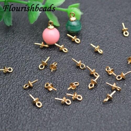 100pc 3MM Gold Color Plated Brass Half Hole Pearl Beads Connect Charms Beads Caps High Quality Jewelry Findings