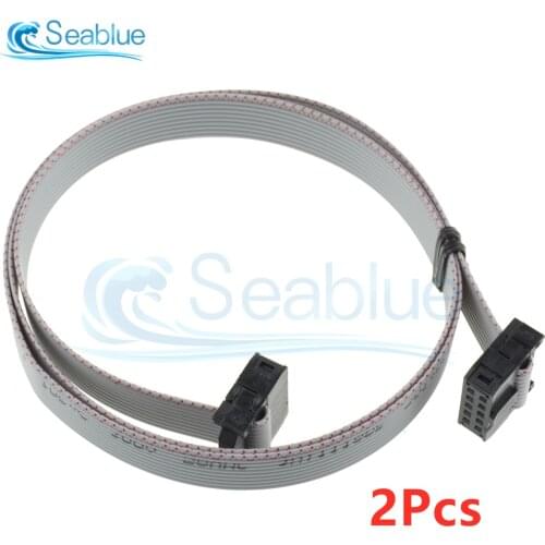 2Pcs/lot 70CM 10 Pin 2.54mm Female to Female Connector Cable For USB ASP ISP JTAG AVR Wire 10P IDC Flat Ribbon DATA Cable 10 Pin