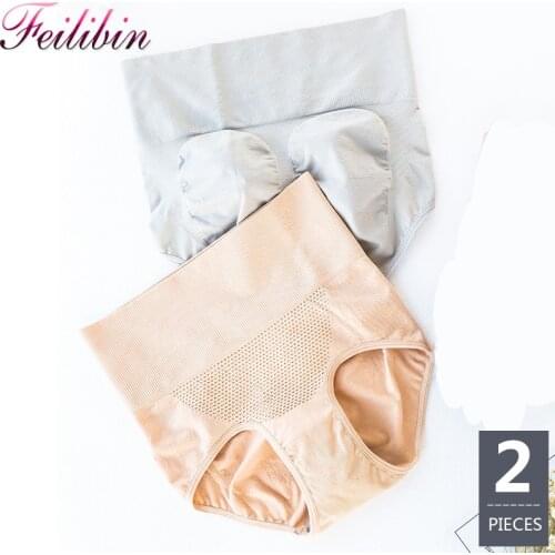 2Pcs/lot High Waist Seamless Womens Panties Slimming Lingerie Women Briefs Sexy Body Shapers Breathable Cotton Ladies Underwear
