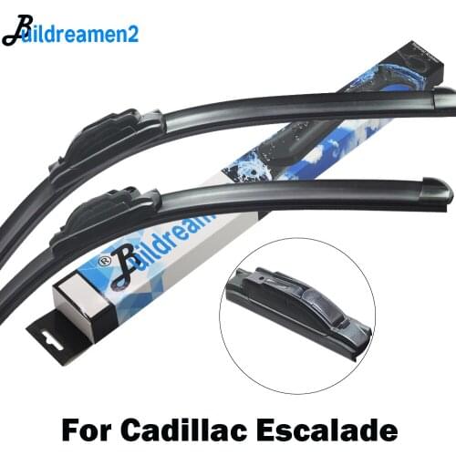 Buildreamen2 2 Pieces Car Wiper Blade Front Windshield Rubber Wiper Fit Hook / Pinch Tab Arms For Cadillac Escalade 2007-2014