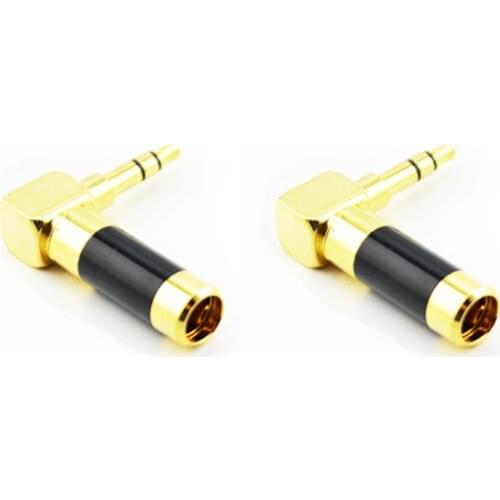 4 pcs hifi 3.5mm Stereo Mini Carbon Plug P-3.5GL Right Angle 24K Gold Plating male plug