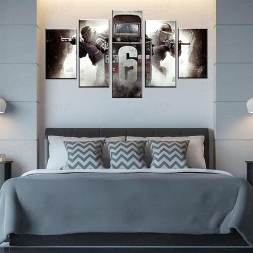 Hd print 5 pieces Rainbow Six Siege poster for Canvas posters Decor Painting Game picture for Bedroom Wall Art Home Decor frame