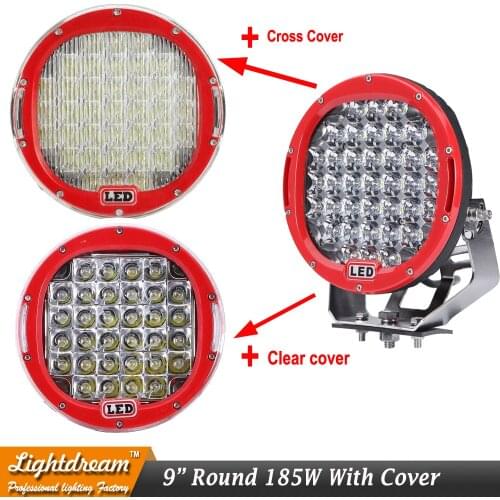 9inch 185W Round 37Leds 4x4 Offroad Light 12V Led Driving Work Light For Truck Boat 4WD SUV ATV CAR 12V 24V External Lights x1pc