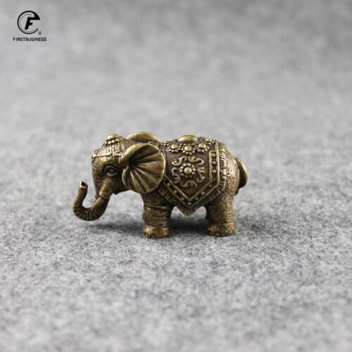 Antique Copper Auspicious Elephant Ornaments Retro Brass Animal Figurines Desk Decoration Home Decor Accessories for Living Room