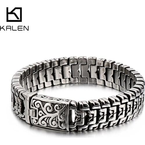 KALEN Punk High Polished Arrow Shaped Bracelet Men 22cm Stainless Steel Bike Chain Bilezik Boho Male Jewellry Accessories 2019