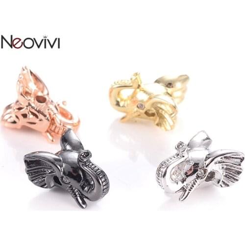 Neovivi Realistic Elephant Head Beads Copper Bead for Beadwork Bracelets Necklaces Craft DIY Charms Accessories for Jewelry