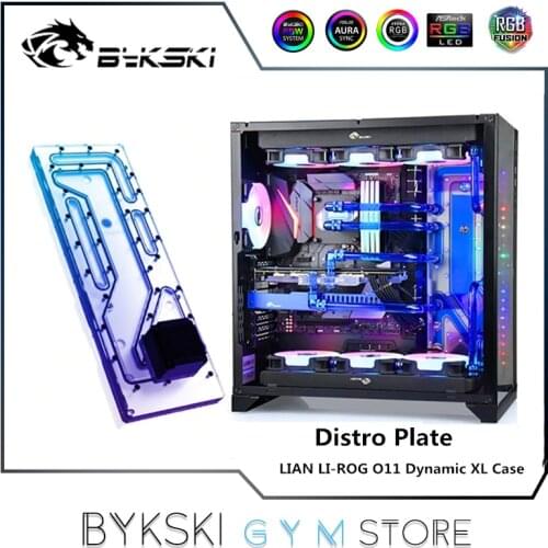 Bykski Distro Plate For LIAN LI-ROG O11 Dynamic XL Case,2X 360 Radiator Cooling Loop Solution, 12V/5V RGB SYNC, RGV-LAN-O11XL-P