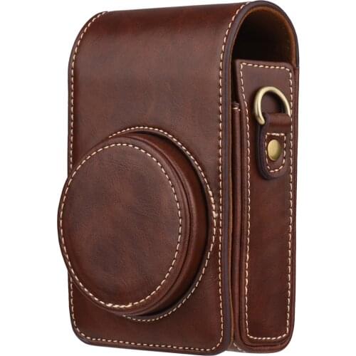 Synthetic Leather Camera Case Portable Carry Bag for Sony RX100/RX100 II/RX100 III/RX100 IV/RX100V/RX100 VI with Shoulder Strap