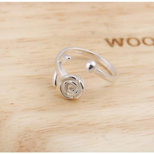 Shuangshuo 2017 Adjustable Simple Flower Rings for Women alibaba-express Hot Sale Jewelry Vintage Plant Ring Female Party Gifts