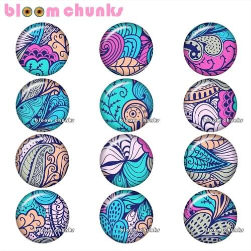 Pretty Retro flower pattern Bohemia Round photo glass cabochon demo flat back Making findings 12mm/18mm/20mm/25mm A7889