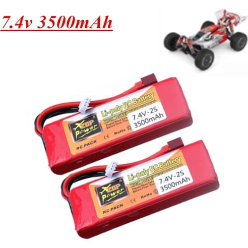 For Wltoys 144001 Car 2s 7.4 V 3500mAh Lipo battery for Wltoys 1/14 144001 RC car boat Upgraded 7.4v Rechargeable battery T plug