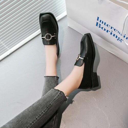 Square head Loafers Fashion Sweet Flat Female comfortable Casual Shoes Women elegant Flats Pure color Shoes Zapatos Mujer U29-15