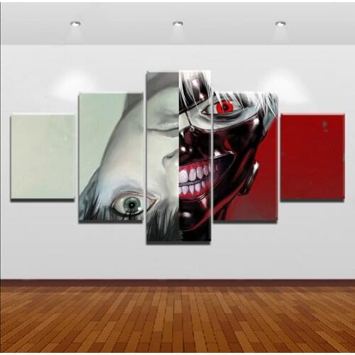 Home Decoration Modular 5 Pieces Hd Prints Tokyo Ghoul Anime Pictures Painting Canvas Poster Framework Wall Art For Living Room
