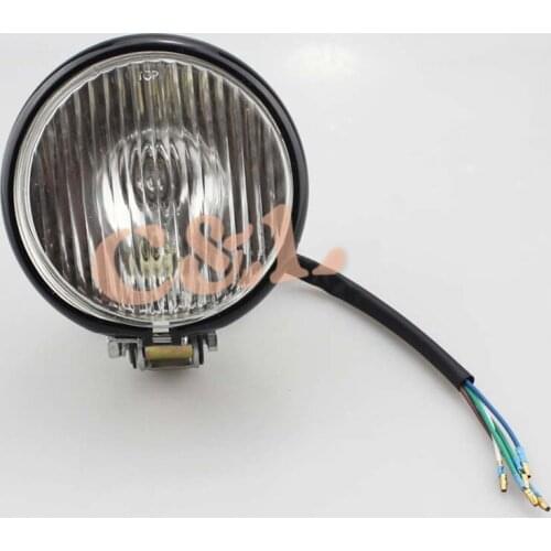 ZORBYZ Motorcycle Bulb Headlight Black 12V Hight Low Beam Retro Clear Lens Halogen Head Light Fits For Harley Cafe Racer Bobber
