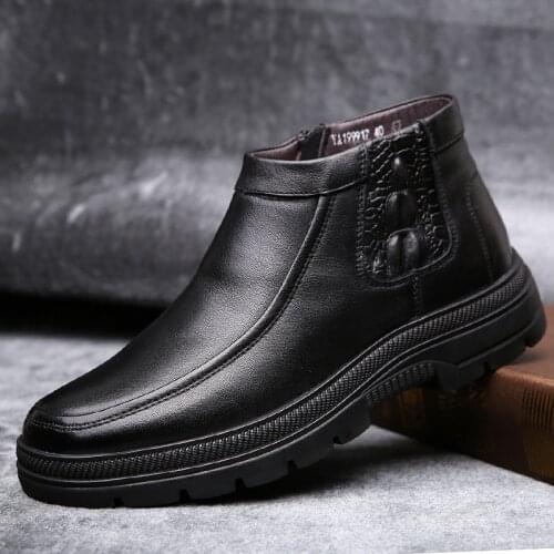 Mens genuine leather boots Winter Ankle man snow boots Fashion Footwear Shoes Men Business Casual Men Shoes zapatos de hombre