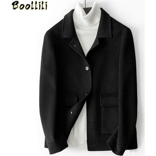 Boollili Spring Wool Coat Men Short Korean Man Jacket Mens Coats and Jackets Handmade Overcoat Casual Manteau Homme