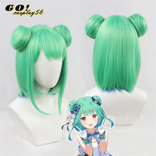 VTuber Uruha Rushia Wig Buns Hololive Fantasy Necromancer Cosplay Short Straight Hair Holo no Graffiti Role Play