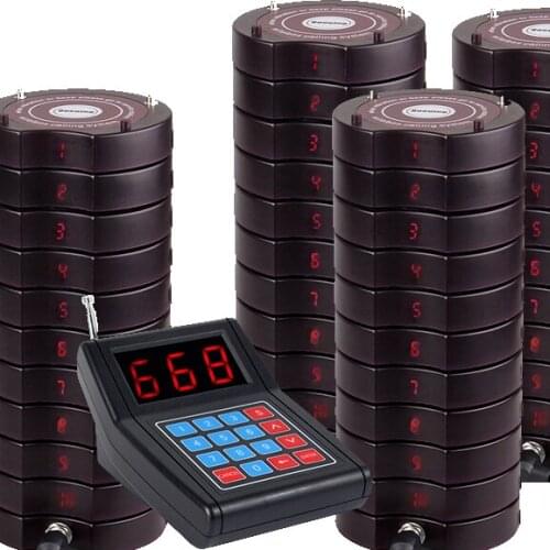 SHIHUI 40 Coaster Pagers 1 Keypad Transmitter Pager Restaurant Wireless Calling System 999 Channel Guest Queuing Paging System