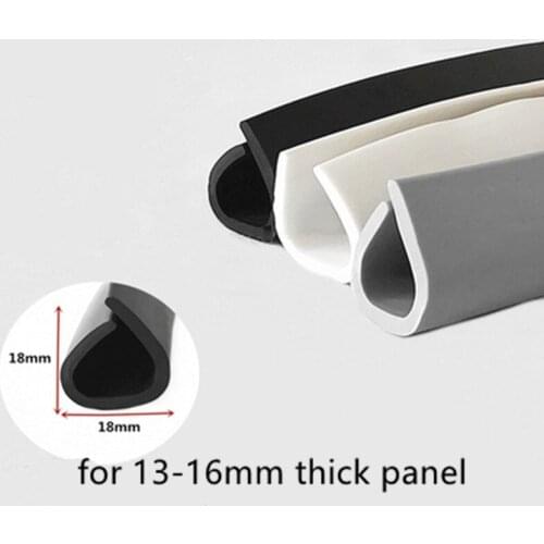 Rubber U Sealing Strip 18x18mm 16mm thick Glass Metal Car Wood Panel Board Round Edge Encloser Shield Gray White Black
