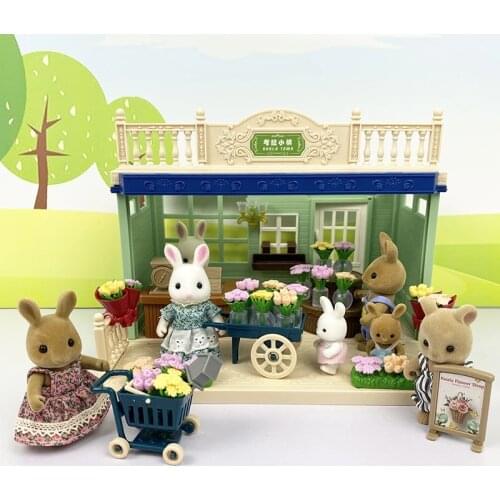 Forest Family Villa 1:12 Figures Furniture Miniature DIY DollHouse Kids Koala Doll house Flower Shop Pretend Play Toys Gifts