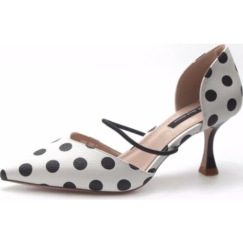Spring And Autumn New Womens High-heeled Shoes Casual Retro Wave Dots Wild Pointed Fashion Striped Ladies Stiletto Shoes B21-47