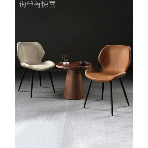 Nordic dining table and chair household stool backrest makeup chair industrial style luxury dining chair leather chair desk simp