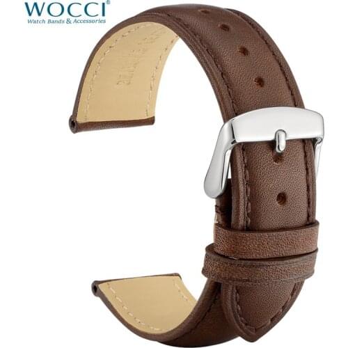 WOCCI Genuine Leather Watch Strap 14mm 16mm 18mm 19mm 20mm 21mm 22mm 24mm Replacement Watch Bands for Women Men Wristwatch