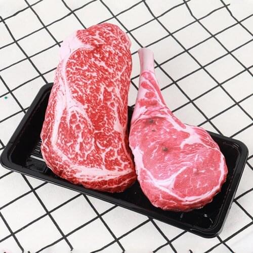 Sound Toys Simulation Steak Bite Resistant Oxford Cloth Interactive Molar Chewing Toy for Puppy