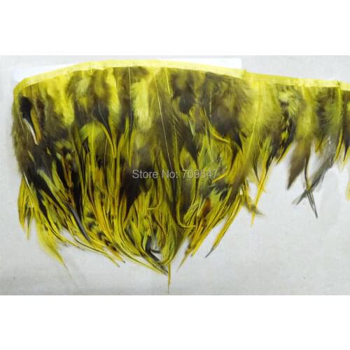 10Meters/lot!10-15cm height Yellow Rooster Feather Trim,Wholesale Bluk Feathers,Neck hackle Badger,Rooster feathers Fringe
