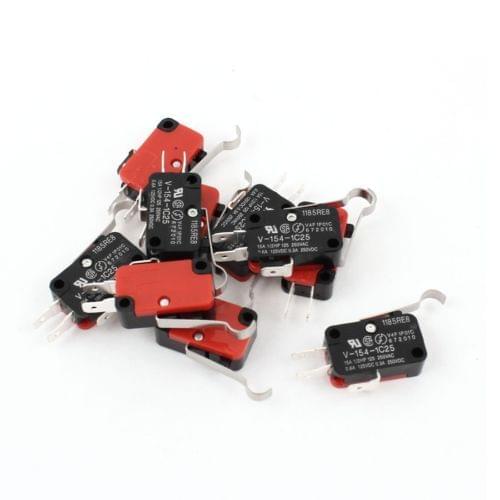 10 Pcs Micro R Hooked Lever Arm Limit Switch SPDT Normally Open/Close V-154-1C25