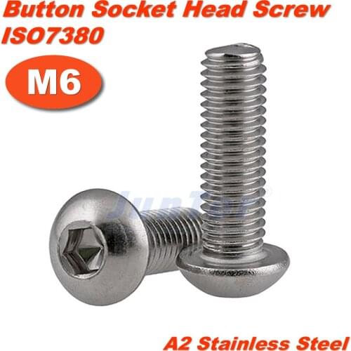 10pcs/lot M6(6mm) A2 Stainless Steel Hexagon Socket Button Head Screws ISO7380