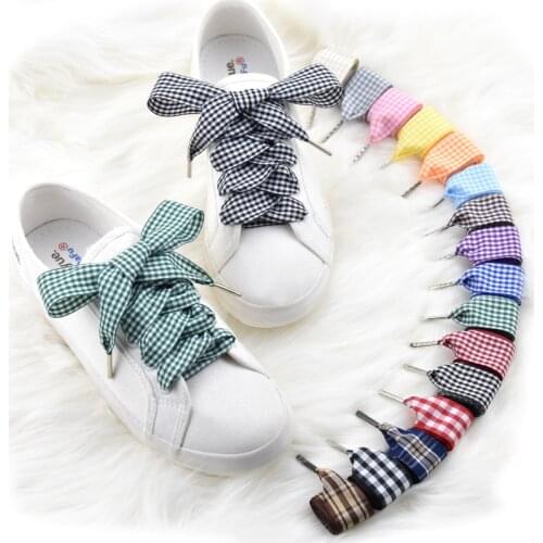 2.5 cm High Quality Colored Plaid Shoe Laces Women Canvas Shoes Flat Ribbon Shoelaces