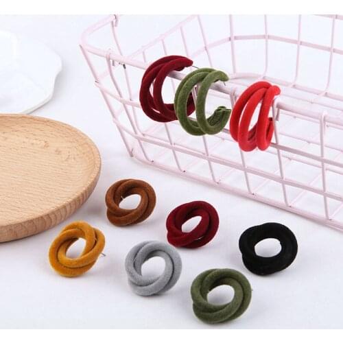 2pcs Autumn and Winter New Flocking Thread Circle C-shaped Earrings Stud Earrings for Women Diy Fashion Jewelry Accessories