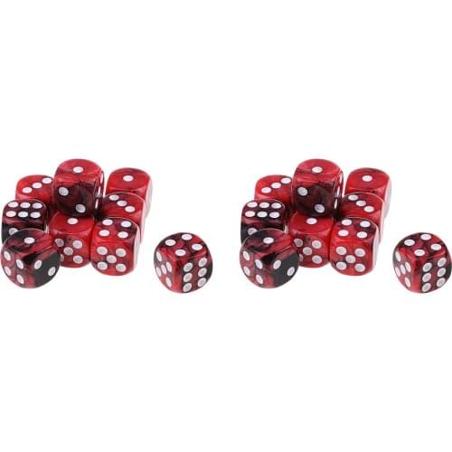 20x Red Black Dices D6 Six Sided 16mm D6 Card Game for MTG RPG Table Board Games Fun Toy