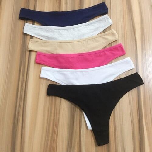 3PCS Ladies Thong Panties Women Sexy G-String Lingerie Femme Low Waist Female Plus Size Underwear Cotton Panty Tanga Mujer Solid