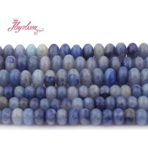 3x6 4x8mm Smooth Blue Aventurine Stone Rondelle Spacer Loose Beads for DIY Bracelet Bracelet Jewelry Making 15"Free Shipping