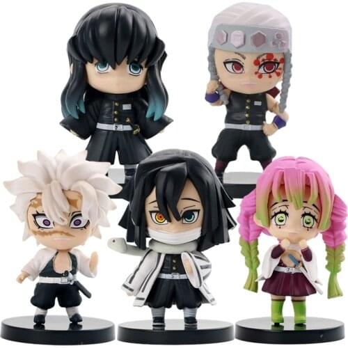 5Pcs/set Demon Slayer Anime Kamado Tanjirou Kochou Shinobu Uzui Tengen Figurine Standing Ver PVC Model Toys Collectible Kid Gift