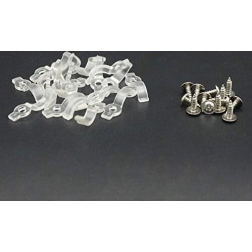 50Pcs/bag Mounting Brackets 8mm 10mm Fixing Clip Connector for 3528 5050 5630 IP67 IP68 LED Tube Tape Strip with 50pcs Screw