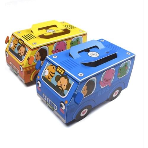 6PCS Cartoon Bus Gift Box DIY Craft Cartoon Candy Box Birthday Party For Baby Shower Treat Kids Birthday Gift Boxes
