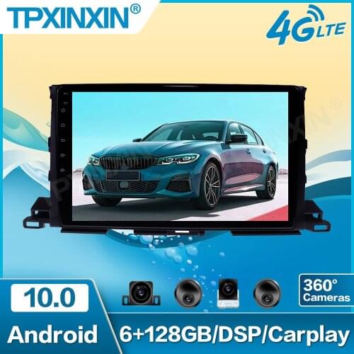 6+128G Android For Toyota Highlander 2013-2018 360 HD Auto Surround View Camera Car Multimedia Player Stereo Radio GPS Navigtion