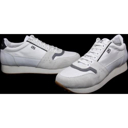 Handmade White Running Shoes with Real Leather & Suede, Classic Sport Training Shoes, Teenager & Adult, Premium Sneakers