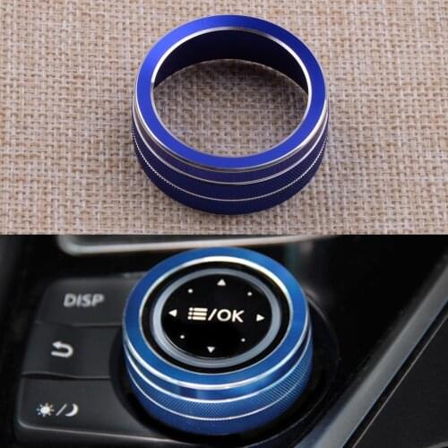 CITALL Interior Multimedia Decoration Ring Knob Cover Fit for Infiniti Q50 2014 2015 2016 2017 2018 2019 Aluminium Alloy Blue