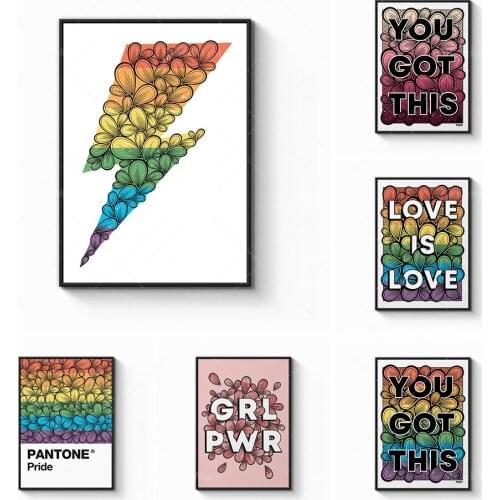 Pantone rainbow color prints, rainbow pride, inspirational prints, pride decoration, exhilarating quotes, queer wall art, gift d