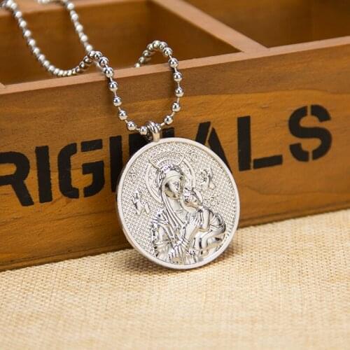 The Virgin Mary Jesus Stainless Steel Necklace for Women Silver Color Stainless Steel Necklace Jewelry collares mujer