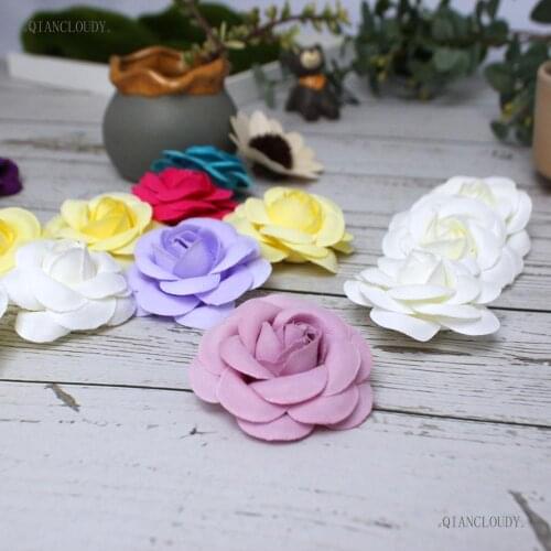 2 pieces Artificial Camellia Rose Silk Flower Heads DIY Wedding DIY Bridal hair clip dress shoe Garland craft flowers D46