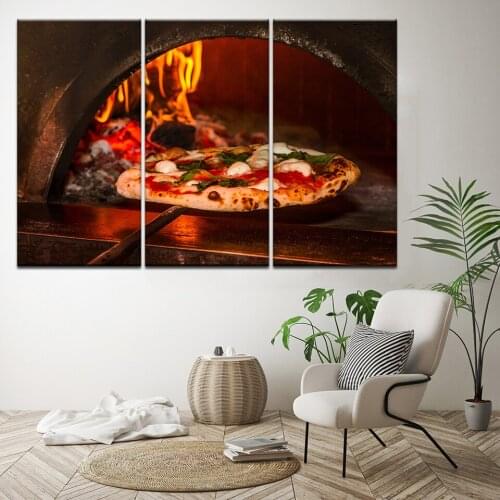 Canvas Painting Delicious food Pizza 3 Pieces Wall Art Painting Modular Wallpapers Poster Print for living room Home Decor