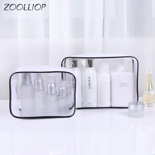 1 pc Transparent Cosmetic Bag PVC Travel Organizer Bag Zipper Clear Waterproof Women Makeup Bag Dropshipping Bath Wash Handbags