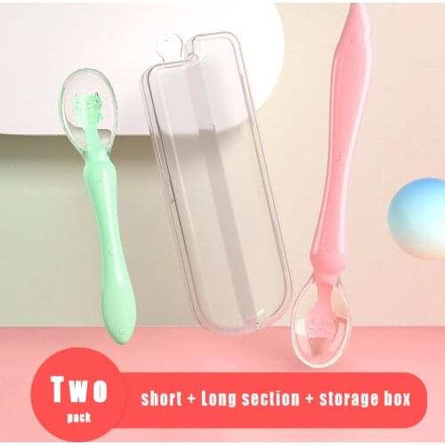 2Pcs With Box Baby Silica Soft Spoon For Baby Childrens Tableware Temperature Sensing Spoon Babies Accessories Feeding Tools