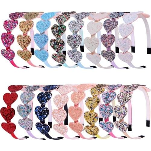 12 Pcs Cute Sweet Color Love Sequin Headband Headgear Casual Decoration Hair Accessories Party Holiday Children Adults Girls